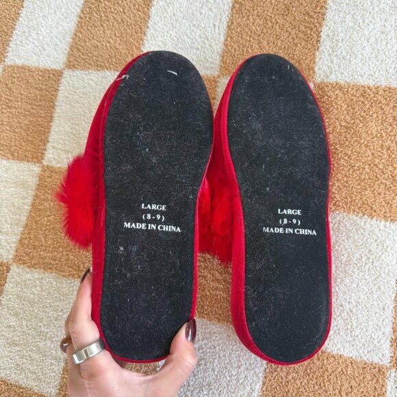 BEN BERGER LUXURY COLLECTION RED SLIPPERS WOMENS SIZE LARGE - Picture 3 of 7